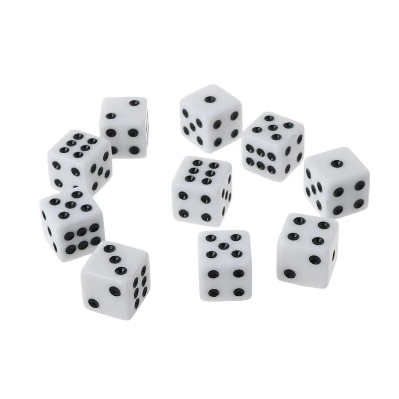 10pcs 16mm Acrylic  Black/White 6 Sided Casino  Game Bar Party  Multi Sides  for Board Game