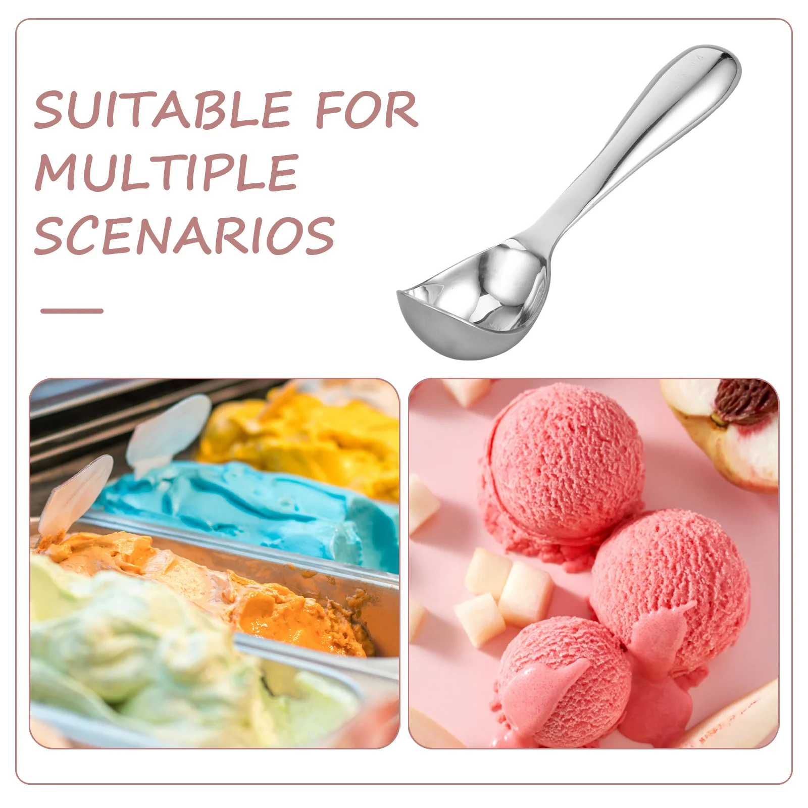 304 Stainless Steel Scoop Ice Cream Tools Dessert Spoons Food Serving Utensils Melon Baller Kitchen Gadgets Fruit Salad