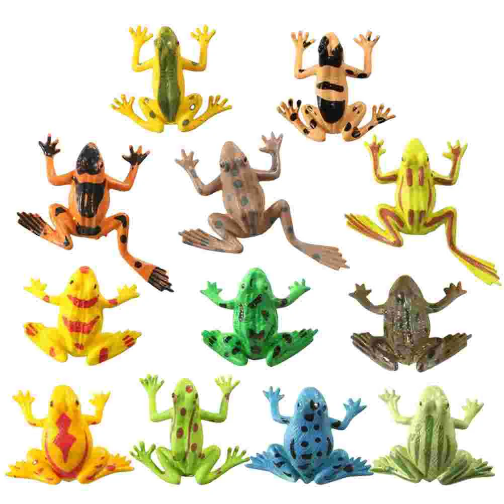 

12 Pcs Frog Model Small Plastic Frogs Figurines Party Decorations Models Figure Ornament Toy Amphibious