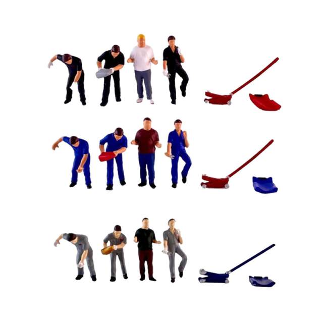 4Pcs 1/64 Scale Diorama Figures Painted for Model Building Kits Model Trains Architecture Model Micro Landscape Desktop Ornament