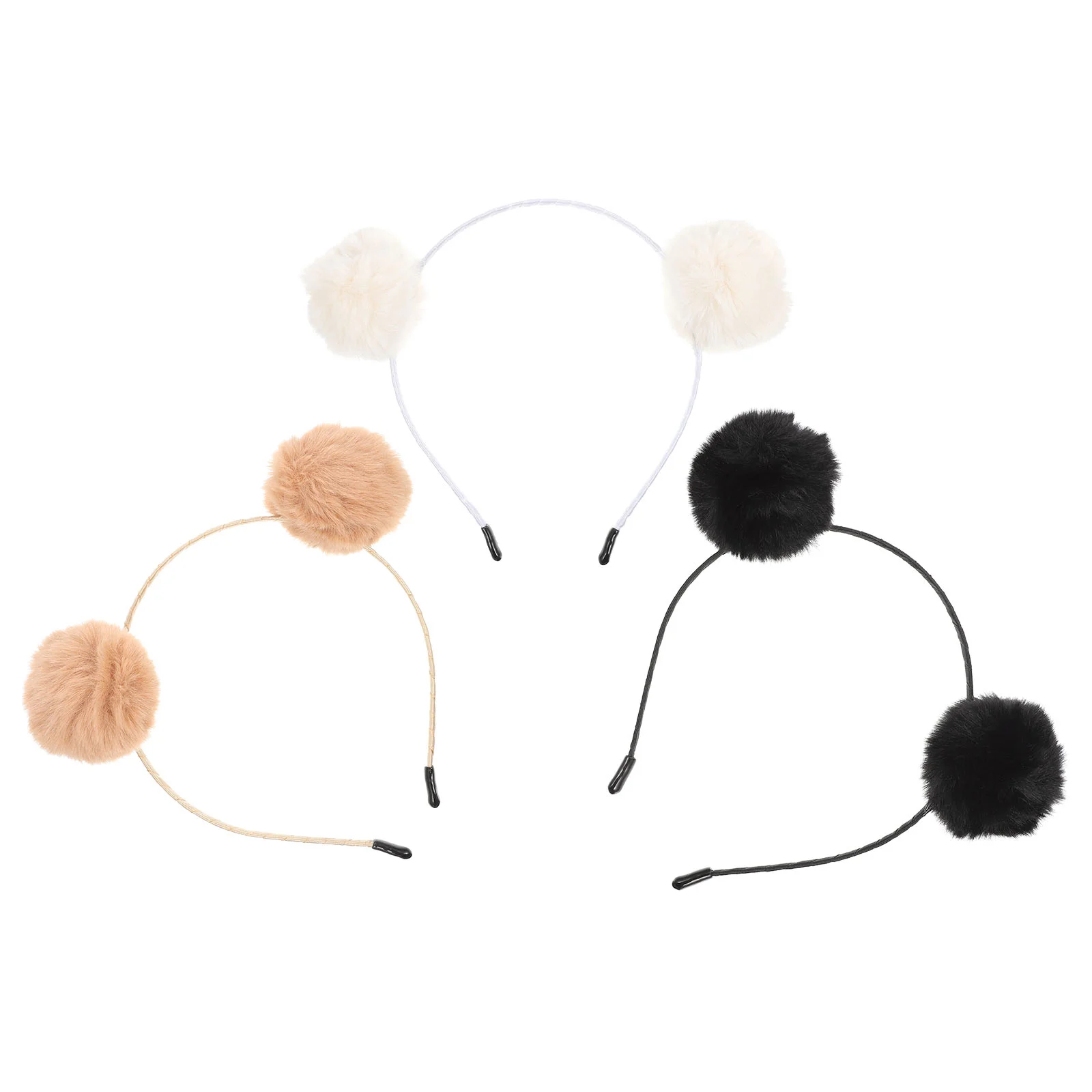 

6 Pcs Headband Makeup Fur Ball Winter Fluffy Hairband Girls Headgear Plush Miss