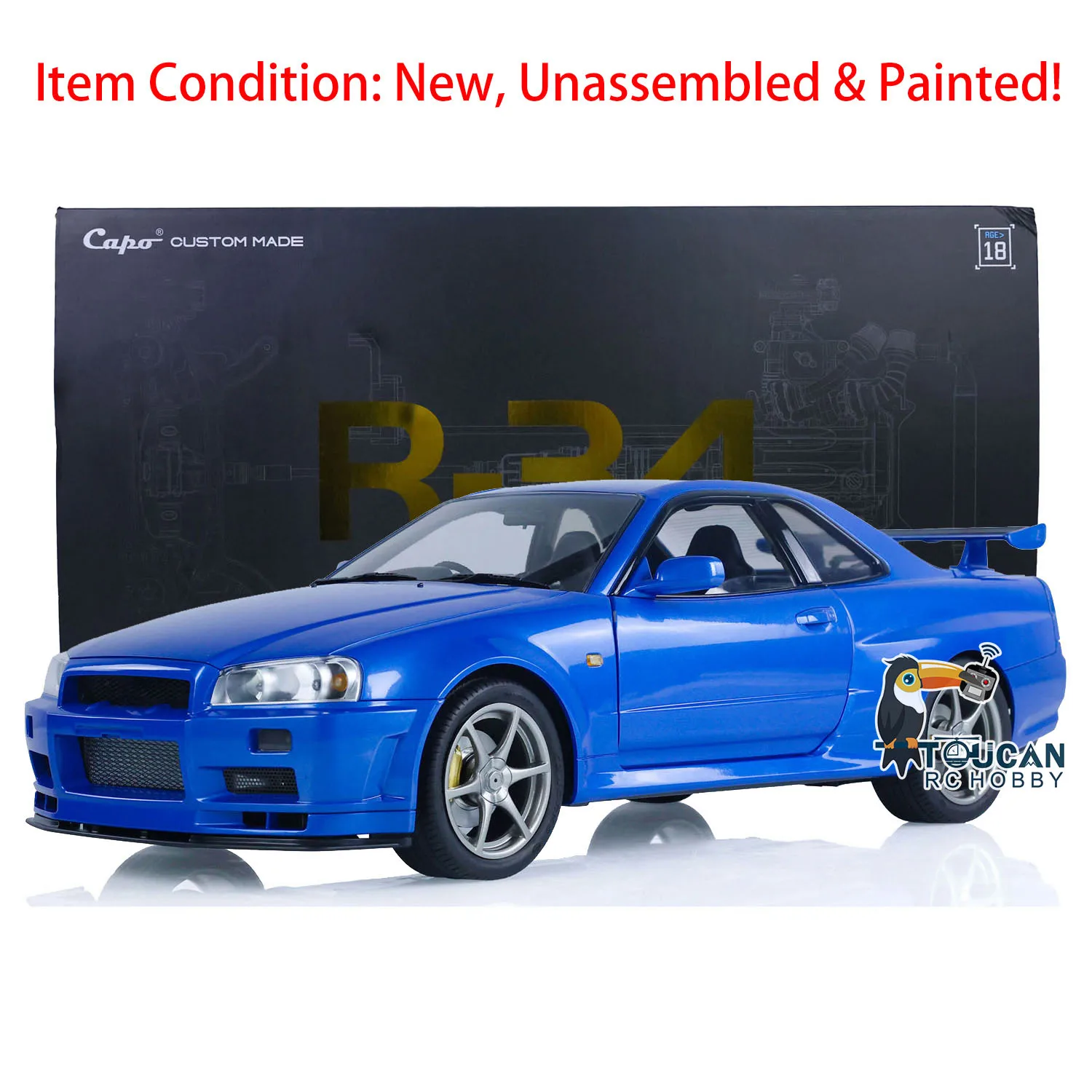 Kits Capo R34 RC Racing Car 1/8 Metal Electric High-Speed Drifting Car 2-Speed Transmission Vehicle Model Toys for Adult TH22605 2