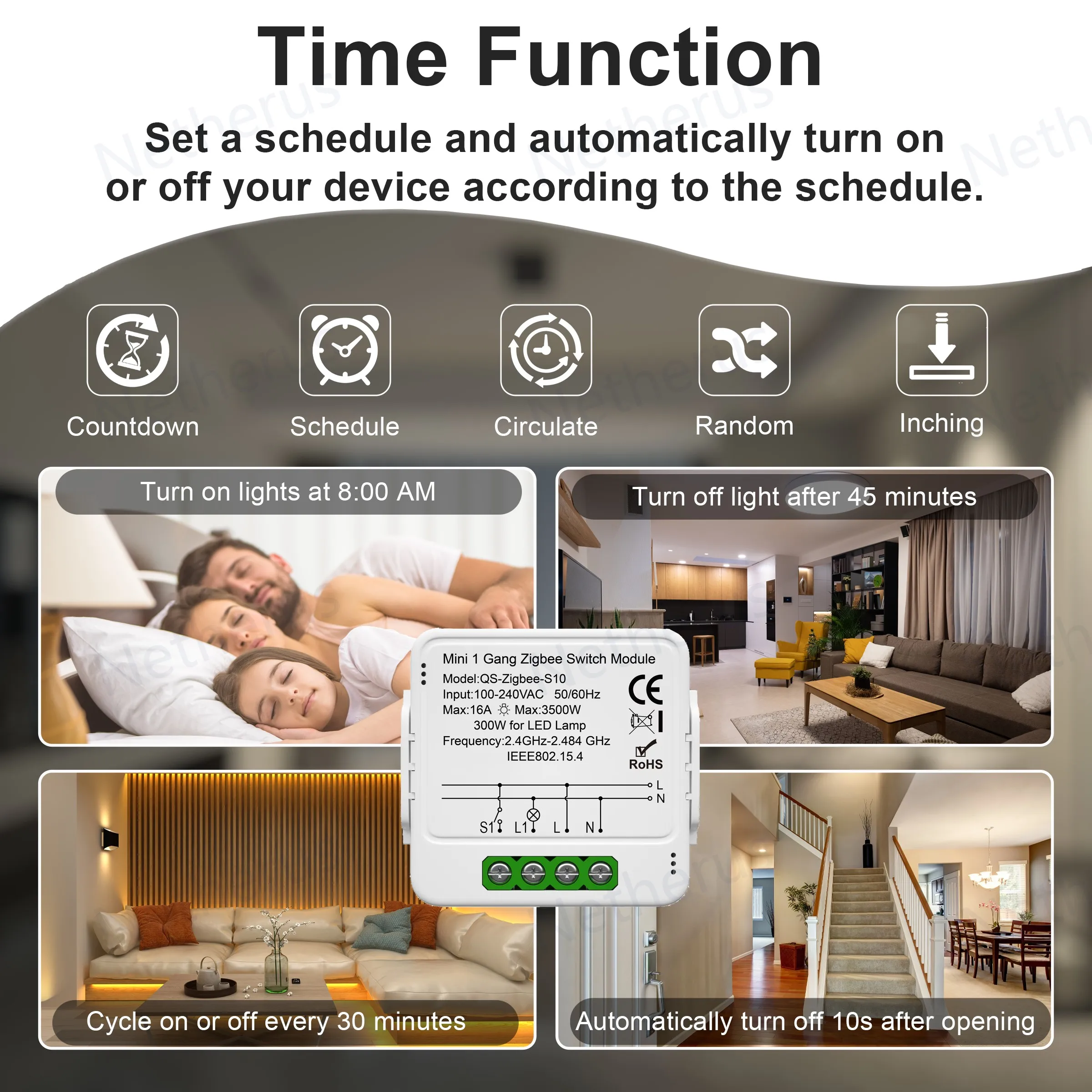 Tuya Zigbee 스마트 스위치 모듈 1/2/3Gang 제어 미니 스위치 차단기 16A 스마트 라이프 Alexa Google Alice와 함께 작동