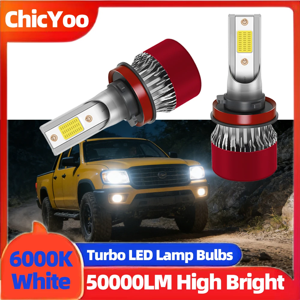 2x 자동차 헤드라이트 H4 H7 H1 LED H8 H9 H11 HB3 HB4 9005 9006 9007 9008 H13 6000K 자동차 안개등 200W 50000LM 12V LED 터보 전구