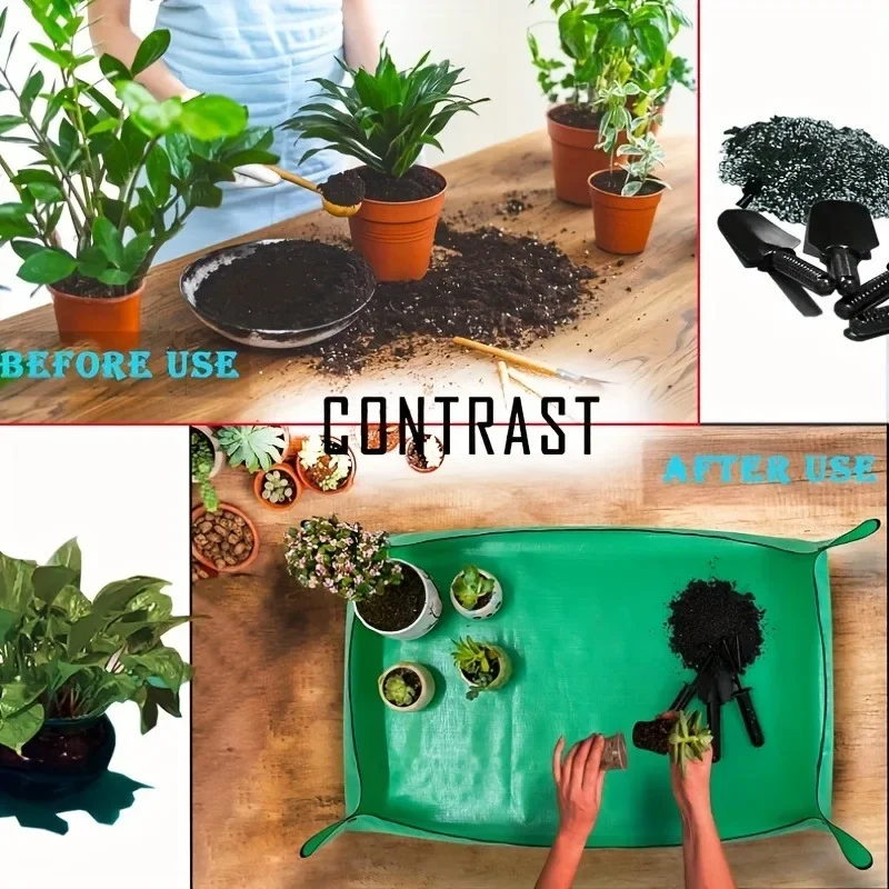 Garden Pot Plant Transplant Mat Foldable Indoor Plant Mats Portable Square Gardening Mats Pot Trays Pots for plants