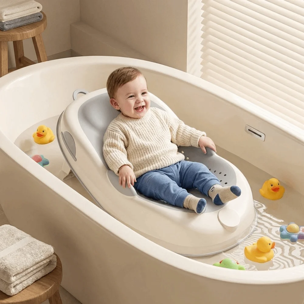 Tappetino per il bagnetto con sensore di temperatura, struttura di supporto in rete, rete da bagno per neonati, comodo e facile da usare, supporto per il bagnetto, cura del neonato - immagine 3