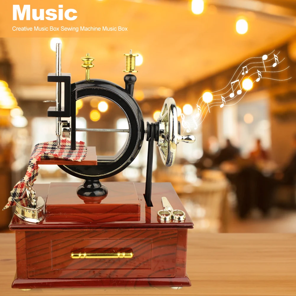Sewing Machine Music Box Classic Sewing Machines Music Box Best Gift Mechanical Lovely Table Decoration for Boys Girls