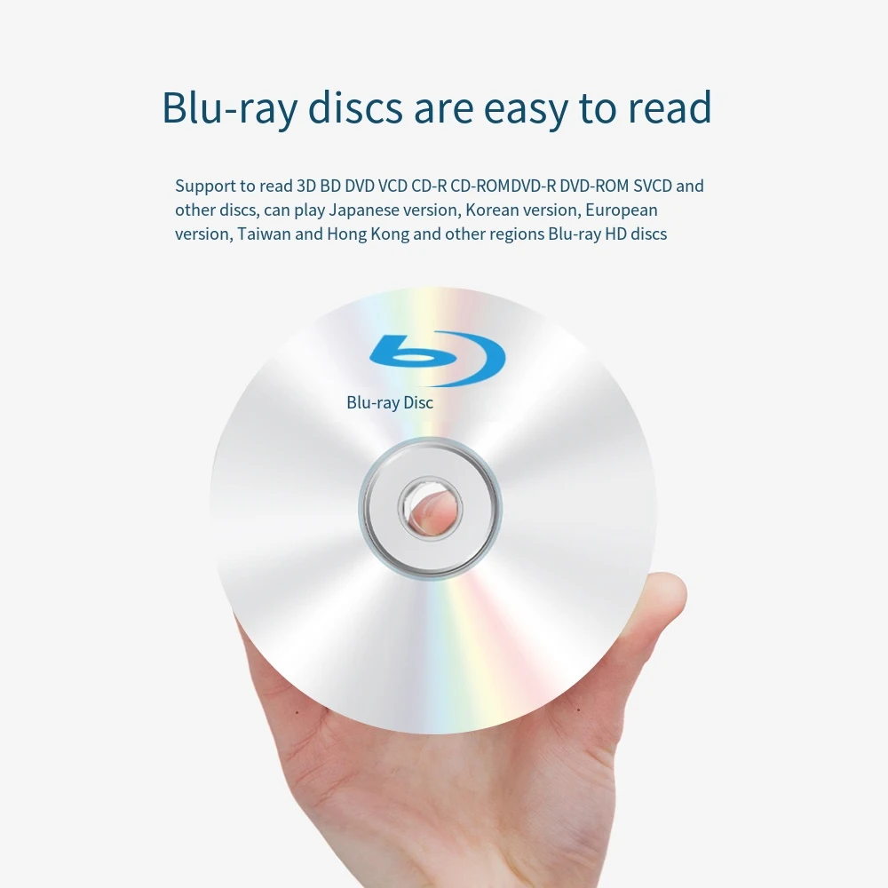 External Blu-ray Drive, USB 3.0 and Type-C Blu-Ray Burner Slim 3D Optical Blu-Ray DVD CD Drive Compatible with Windows XP/7/8/10