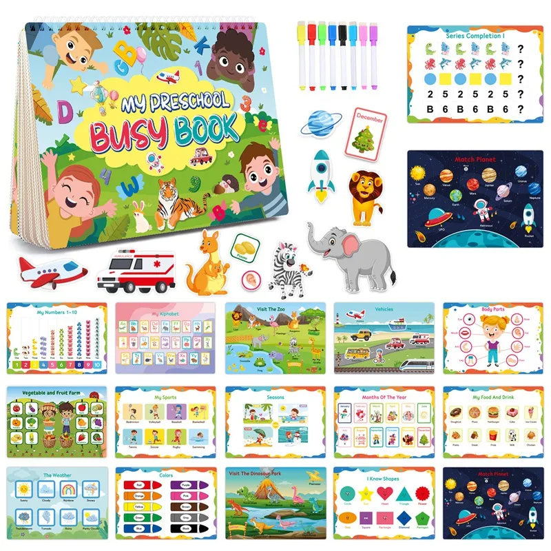 

Книга Монтессори, обучающие игрушки для детей дошкольного возраста, 32 тема, книга для раннего развития аутизма, сенсорные игрушки