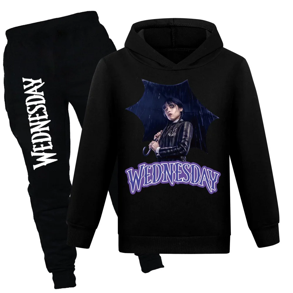 קפוצ 'ון של ילדים die wednesday adams המשפחה בנים בנות מעיל להגדיר מזדמנים 3-12 שנים משחק תפקיד בגדי ילד