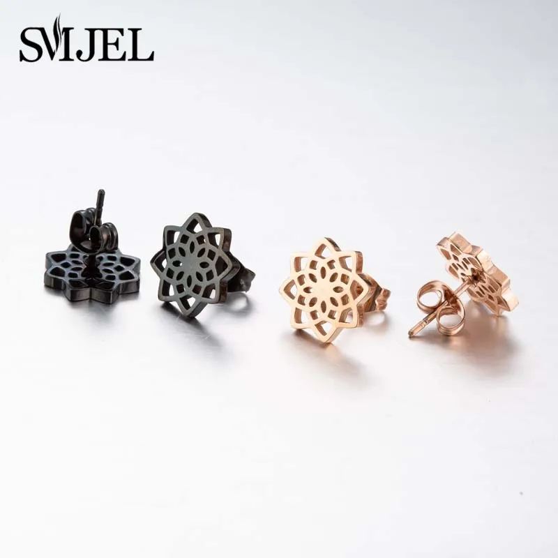 Earrings for women golden vintage mandala leaf pineapple trend fairy cup stainless steel punk game controller studs