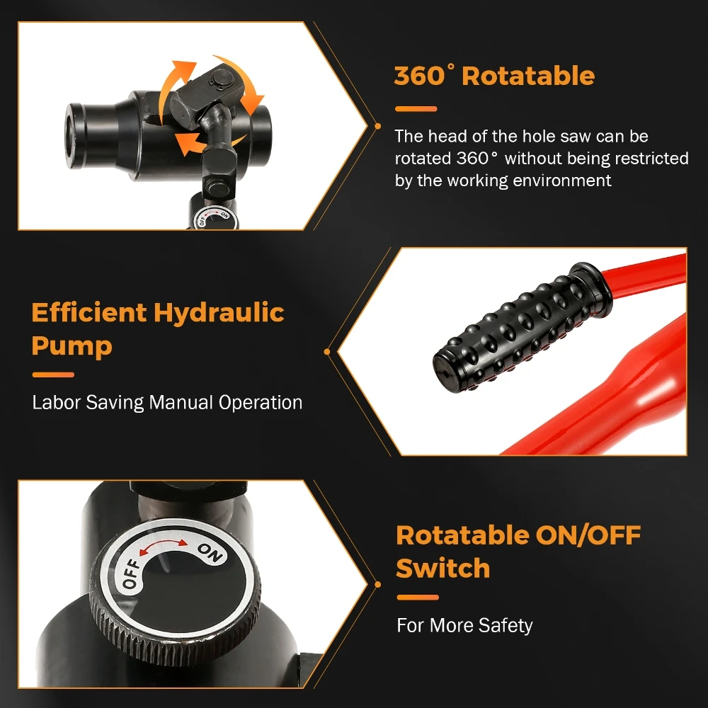 Manual Hydraulic Hole Opener Tool Set with 6 Molds (22mm 27.5mm 34mm 43mm 49mm 60mm ) Hydraulic Punching Drilling Machine 4