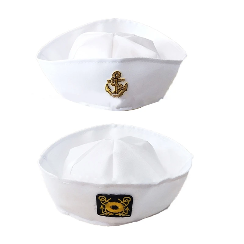 White Captain Sailor Hat for Military-Themed Parties and Cosplay