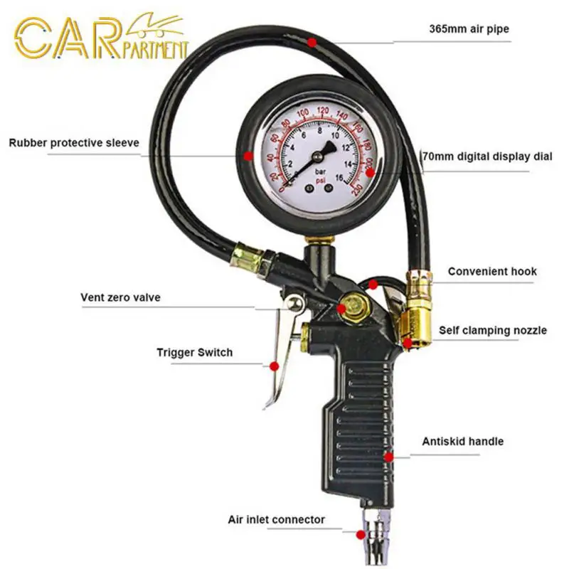 Tire Pressure Gauge Inflator Pumps Tire Repair Tools Portable Durable