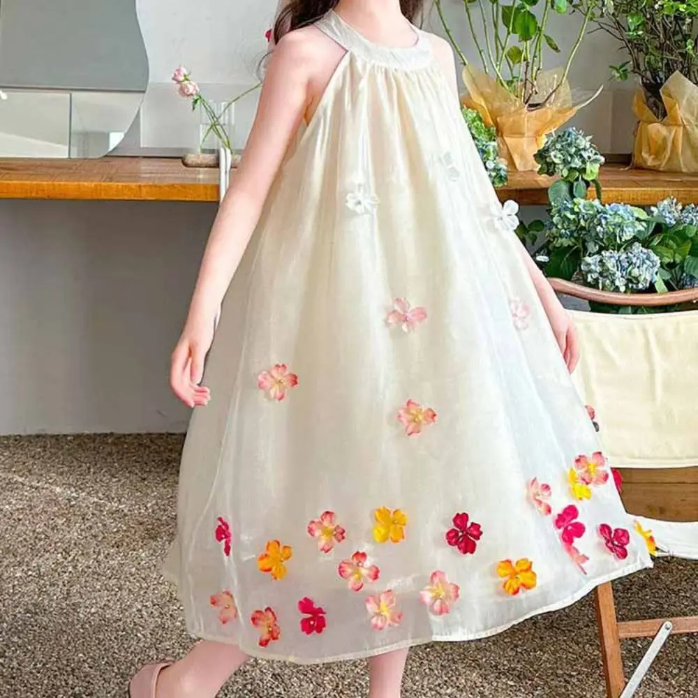 Fashion Loose Girls Princess Dress Children Beach Vacation Summer Flower Dresses Sweet Party Teens Long Dress Party