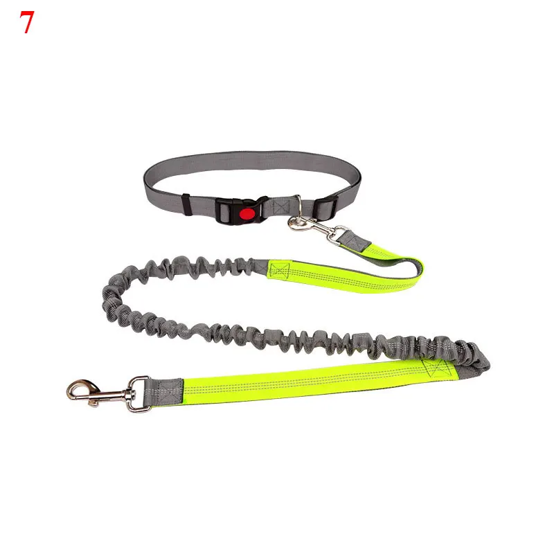 2021 Adjustable Reflective Leash Traction Rope Pet Dog Running Belt Elastic Hands Freely Jogging Pull Dog Collar D-ring Leashes 