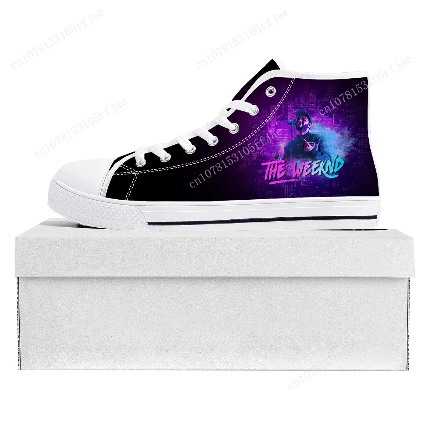 

The Weeknd Singer Pop High Top High Quality Sneakers Mens Womens Teenager Canvas Sneaker Casual Couple Shoes Custom Shoe White