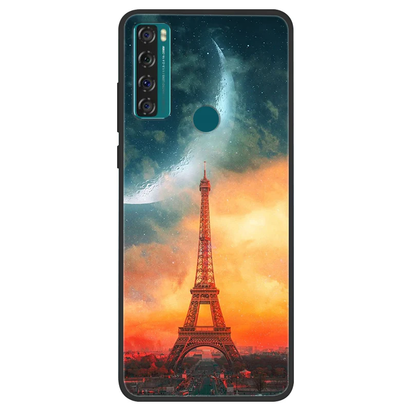 Space Painted Black Silicone TPU Case - Protective Shell Cover
