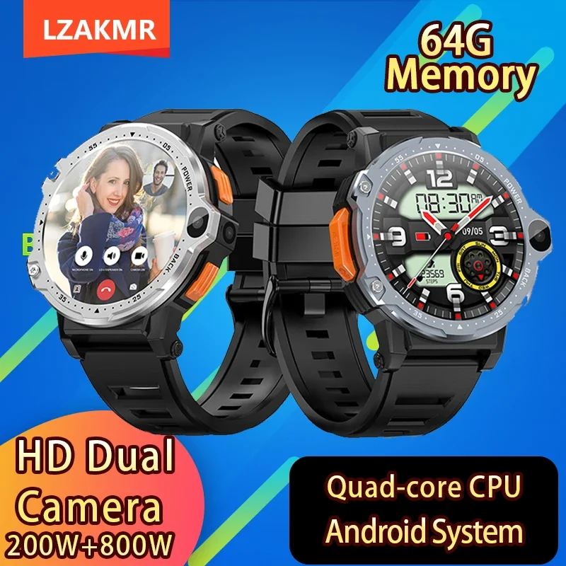 

LZAKMR NEW Android System Smart Watch with Quad-core CPU HD Dual Camera 64G Memory Heart Rate Blood Oxygen Smartwatch Passometer