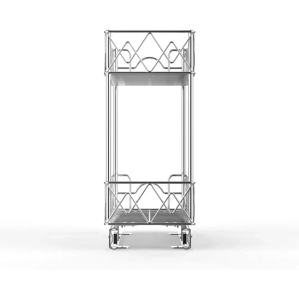 2 Tier Pull Out Cabinet Organizer (7''Wx21''Dx17.3''H), Kitchen Shelves to storage
