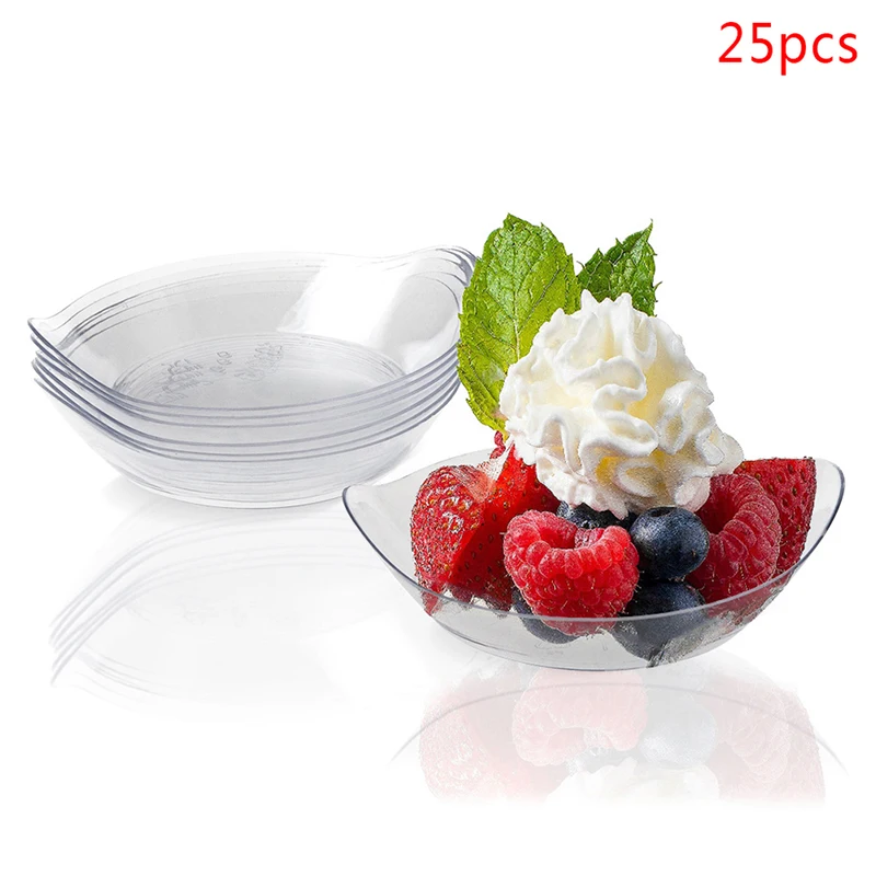 25pcs Ice Cream Cup Disposable Plastic Fruit Candy Cake Jelly Yogurt Mousse Dessert Baking Portion Food Container Pastry Tools