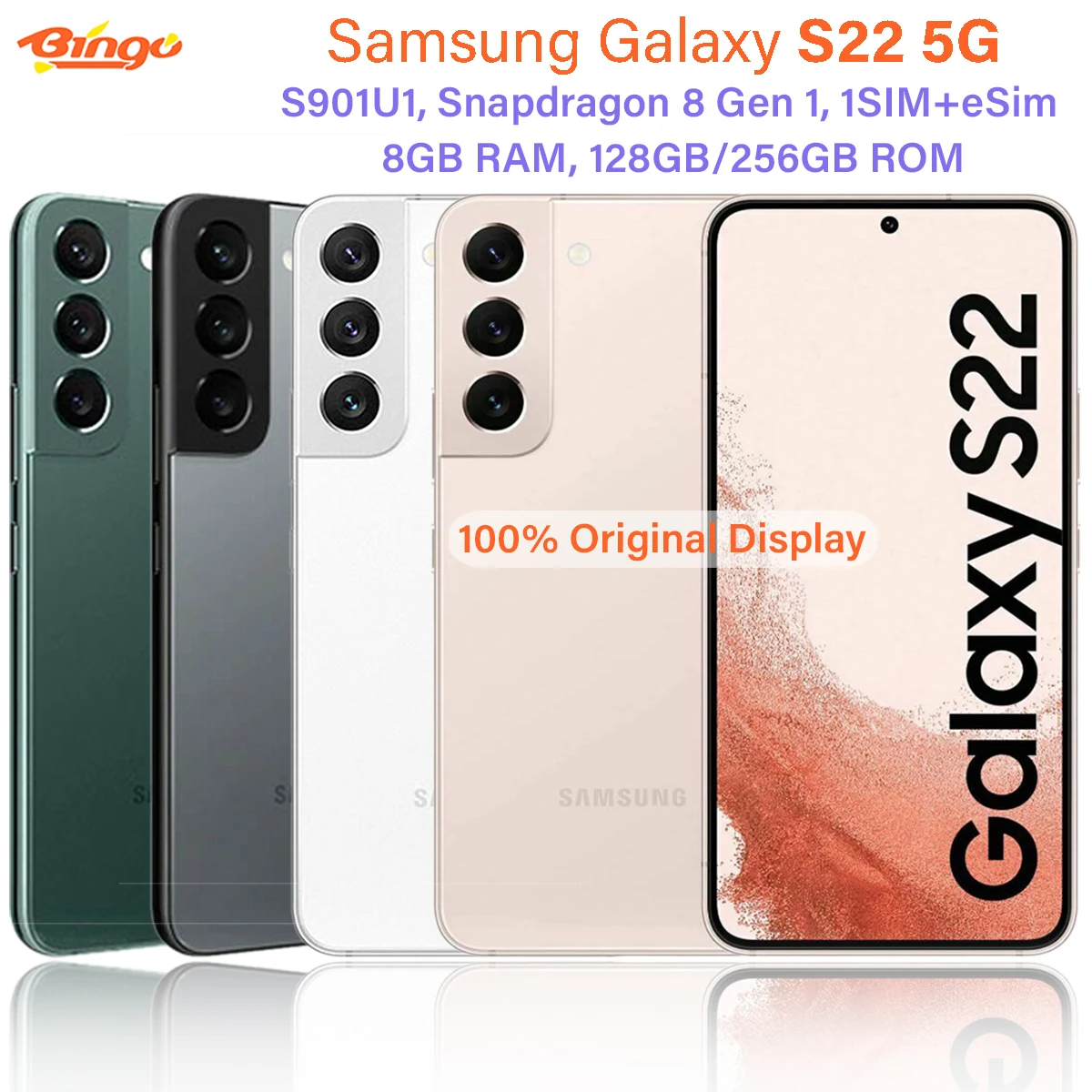 Samsung Galaxy S22 5G S901U1 128GB/256GB Octa Core Snapdragon 8 6.1" 8GB RAM 50MP&12MP eSim NFC Unlocked Original Mobile Phone