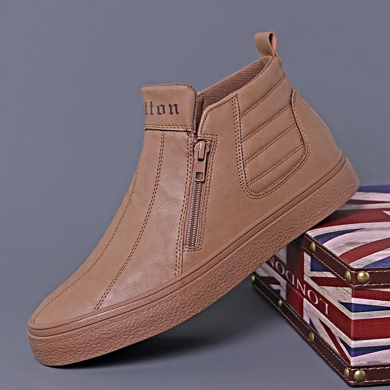 

Ботинки мужские с низким верхом, Вулканизированная подошва, мягкая подошва, дышащие, боковая молния, дизайнерские, в британском стиле, весна-осень