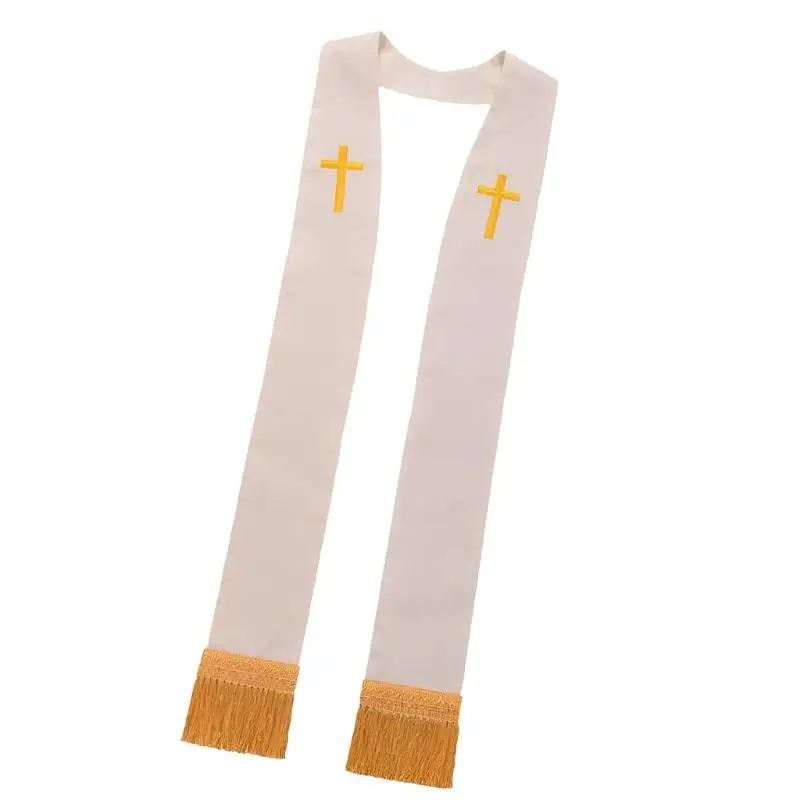 39BD Religiöse Schärpe, Stola, Stickerei, gekreuzte Fransen, Schal für zeremonielle Anlässe – Detail 8