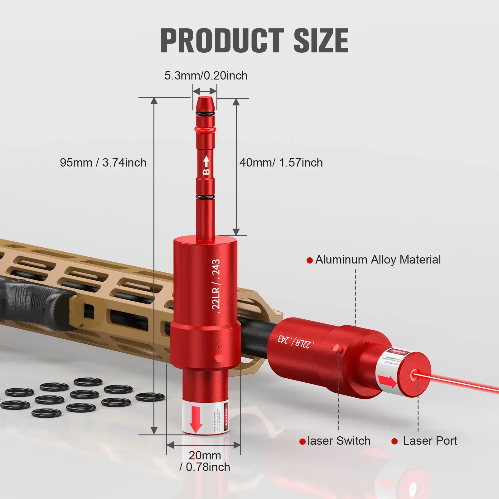 Red Dot Laser Sight Tactical 9mm Red Dot Laser Bore Sight 22LR 12GA 7.62mm Voice Controlled Laser Training Bullet 9mm Dry Fire Trainer Cartridge