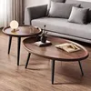Mid Century Modern Coffee Table, Nesting Coffee Table Set of 2，Oval+ Round Side Table Set for Living Room 2