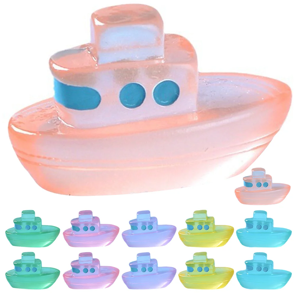 

Miniature Boat Landscaping Decor Luminous Resin Ornament Decors Model Bathtub Accessories