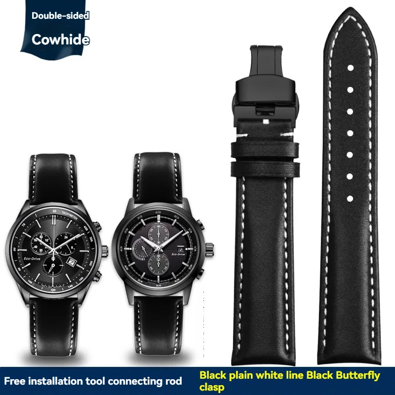 thumbnail image 1 of Correa de piel de vaca para reloj Citizen AT2140 Series AT2140-55L/E CA0615, correa de piel de vacuno para Omega Fossil Longines, pulsera de 20, 21 y 22 mm, color negro y azul, 1 of 5