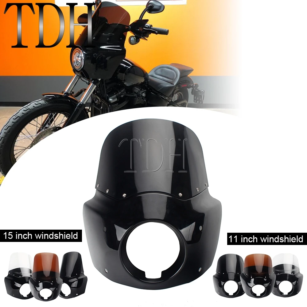 11 15 Windscreen Road Warrior Fairing Windshield Headlight Relocation Block For Harley Softail Street Bob Fxbb Low Rider Fxst Aliexpress