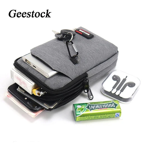 Geestock 남성용 방수 허리 가방, 패니 팩, 더블 레이어 휴대폰 파우치 가방, 야외 벨트 가방, 크로스 바디 3