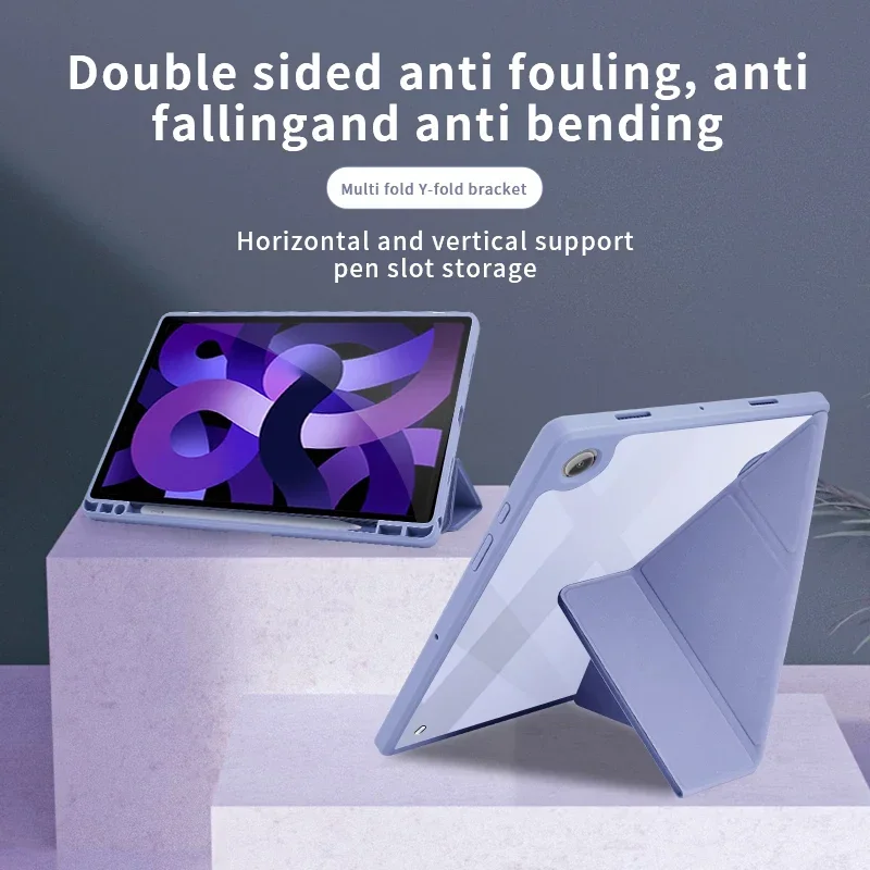 Clear Shockproof Stand Leather Tablet Case Cover - Hard Transparent Design