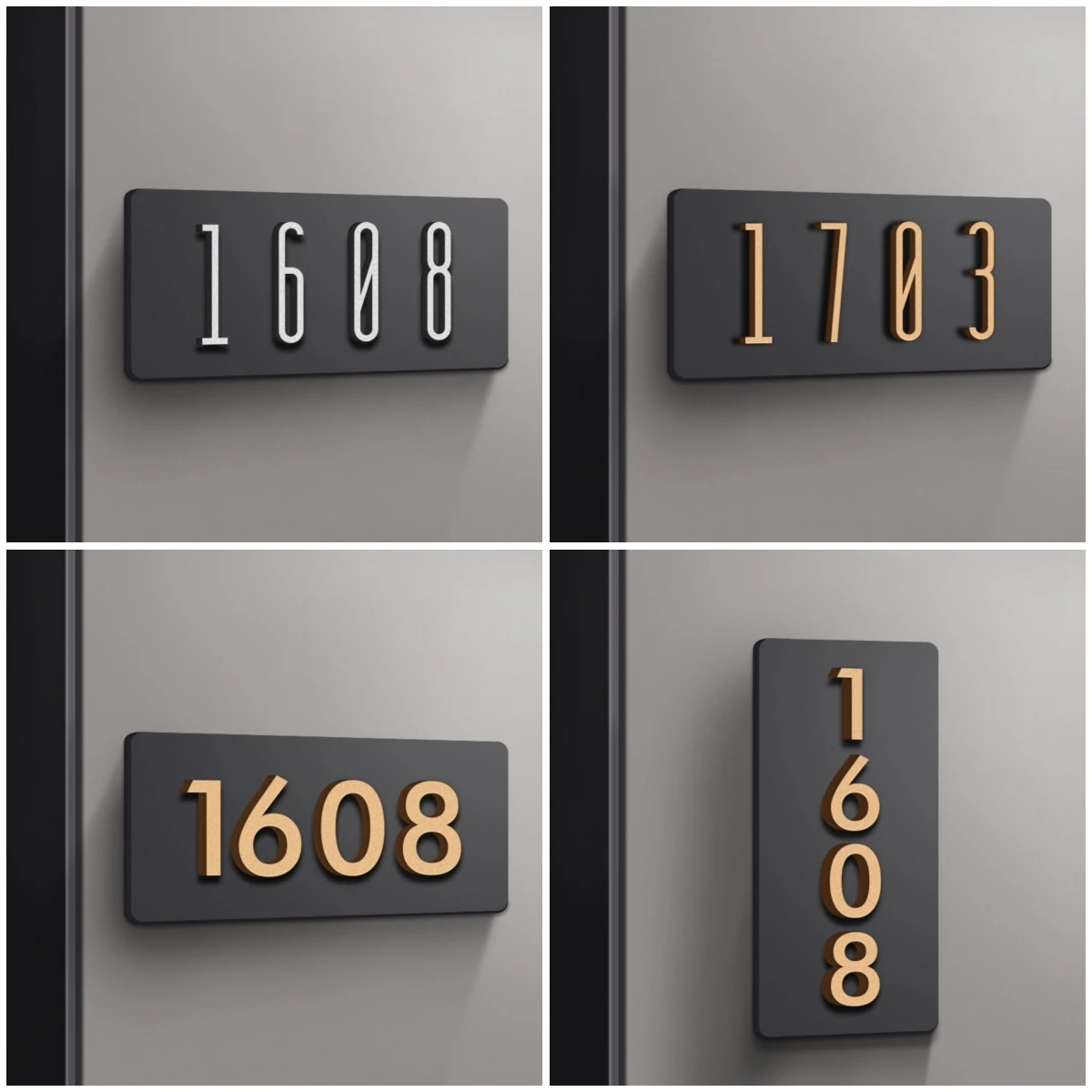 Residential Hotel Restaurant Home House Number Customized Acrylic black gold/black silver house number signs,house numbers