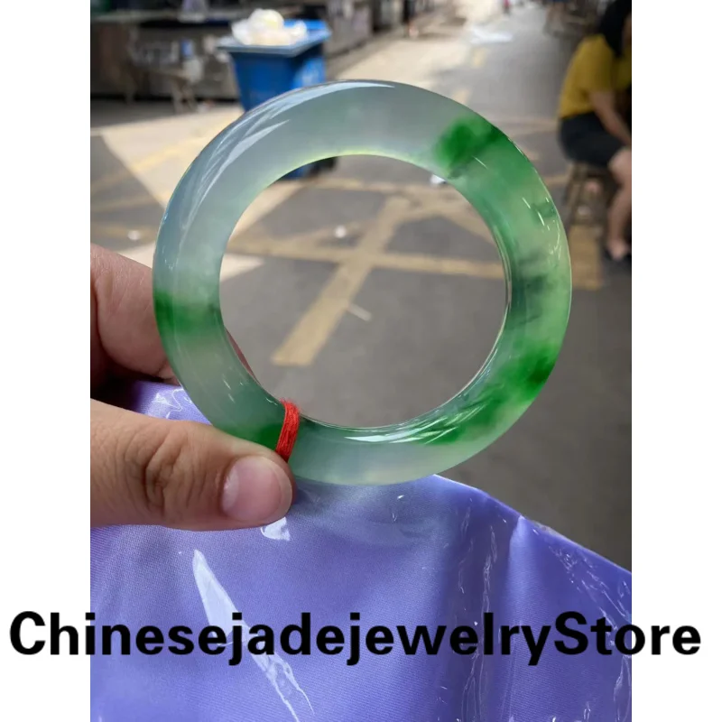 

Natural Jadeite Bangles Perfect Icy Emerald Floating Green flower Jade Bracelet Boutique Jewellery Quality Handring Jewelry