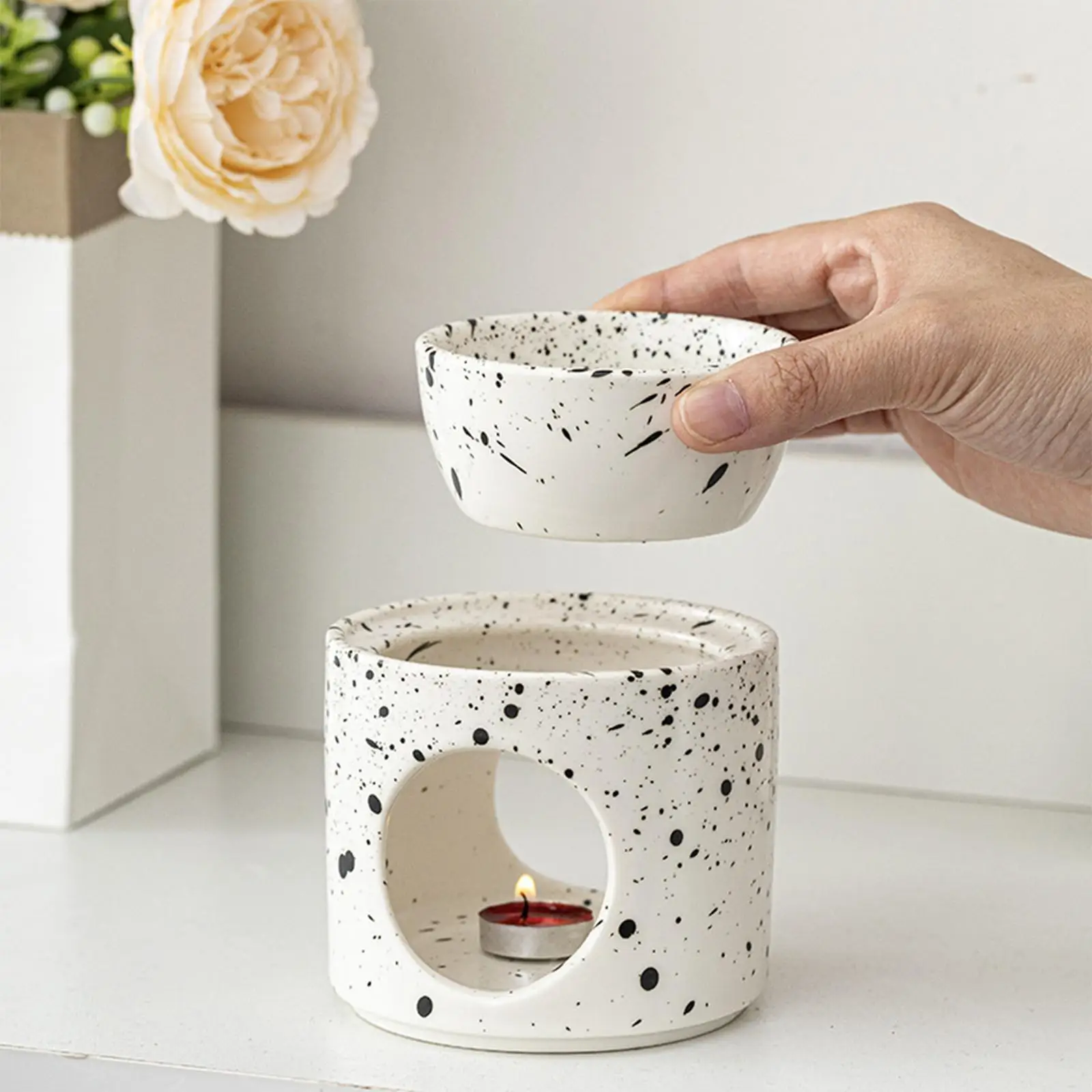 Essential Oil Burner Tea Light Holder Versatile Ceramic for Hotel Restaurant