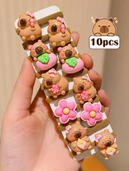 Vibrant Capybara Hair Ties Set - Fun & Stylish Accessories (10 Pieces)