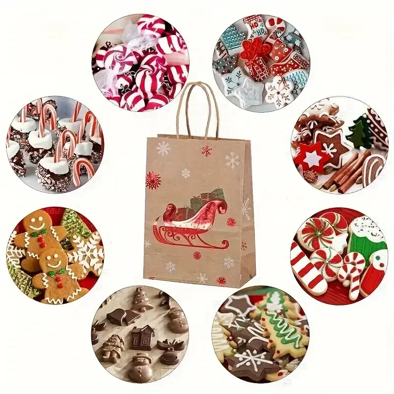 Sacs de Noël en papier kraft Père Noël Bonhomme de neige