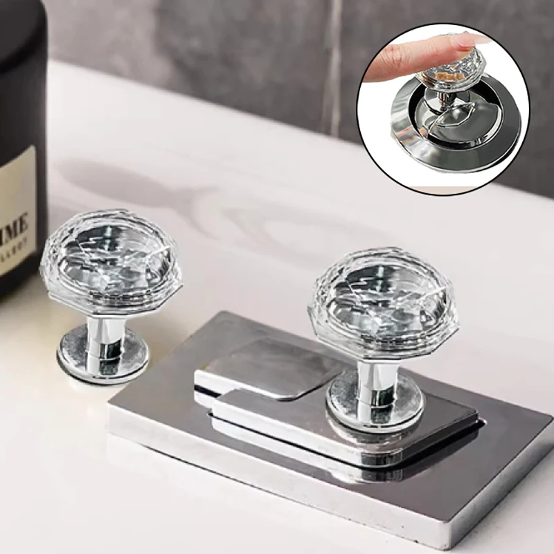 Self-Adhesive Diamond Toilet Press Water Tank Flush Button Bathroom Door Handle Home Decoration push button switch toilet flush button toilet water tank valve toilet tank flush lever flushing plate set