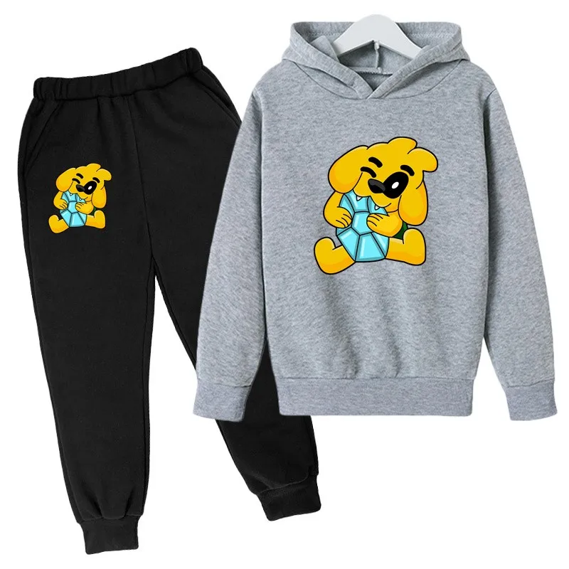 Kids Mike Dog Print Spring Autumn Cute Pullover Hoodie+Pants 2pcs Tracksuits 2-13 Years Boys Girls Casual Outfits Children Sets 6