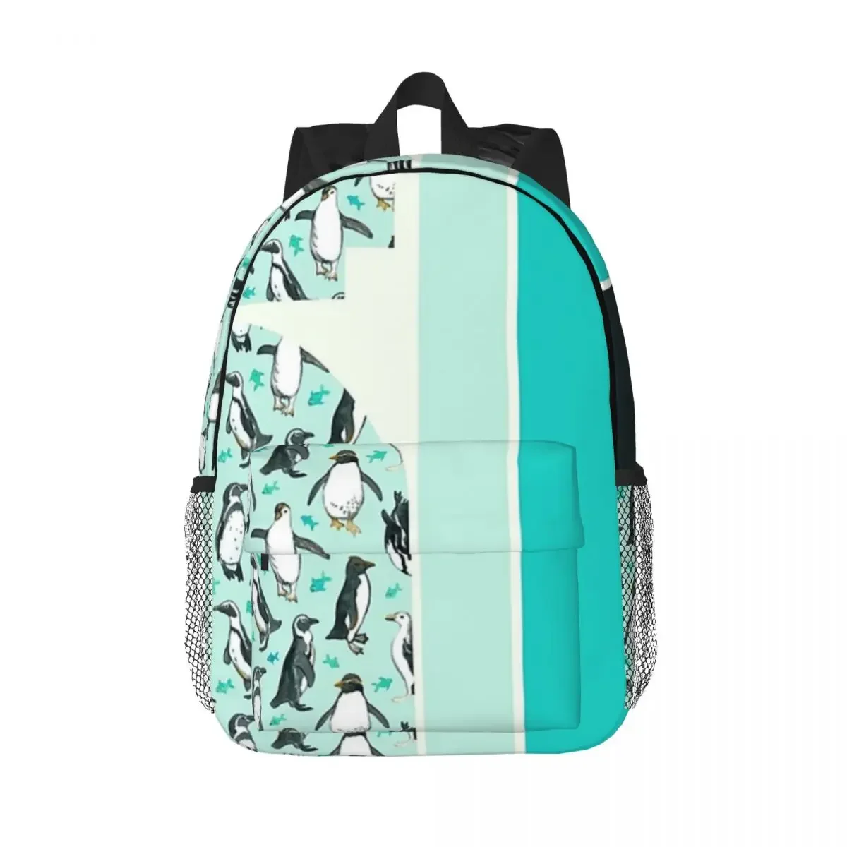

Lots Of Little Penguins On Mint Backpacks Boys Girls Bookbag Fashion School Bags Laptop Rucksack Shoulder Bag Large Capacity