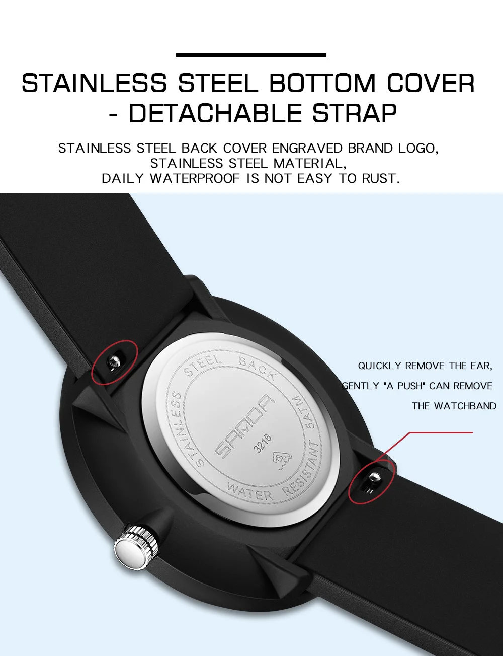 SANDA Watch Men Women Sport Original Man Lady Quartz Wristwatch 50m Waterproof Fashion Simple Thin Male Female Cool Clock 3216