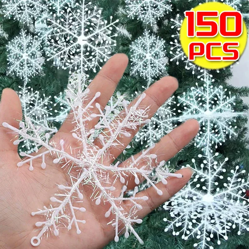 Christmas Ornaments Artificial White Snowflakes Xmas Tree Hanging Pendents DIY Fake Snow Flake