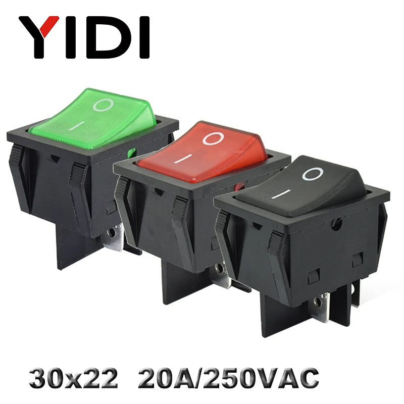 KCD4 201 30x22 30A 250VAC Heavy Duty KCD4 Rocker Switch 20A 250VAC DPST