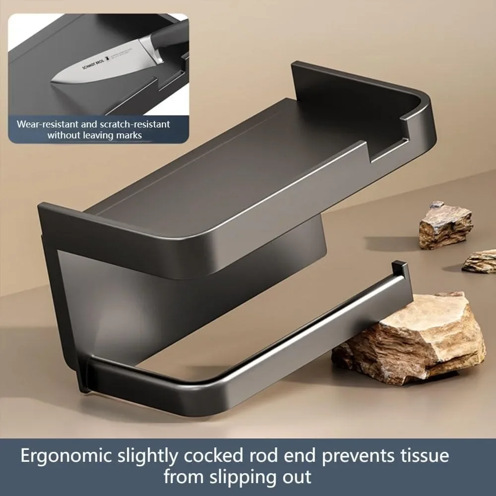Black and White Gray Storage Rack Kitchen Towel Toilet Paper Rack Plastic Bathroom Wall Roll Paper Mobile Phone Storage