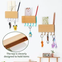 New Wall-hung Type Wooden Decorative Wall Shelf Sundries Storage Box Prateleira Hanger Organizer Key Rack Wood Wall Shelf 2