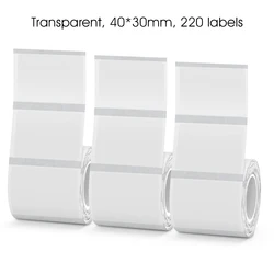 Compact Bluetooth Thermal Label Printer - Portable Inkless Sticker and Barcode Maker (3PK 40-30mm Clear)