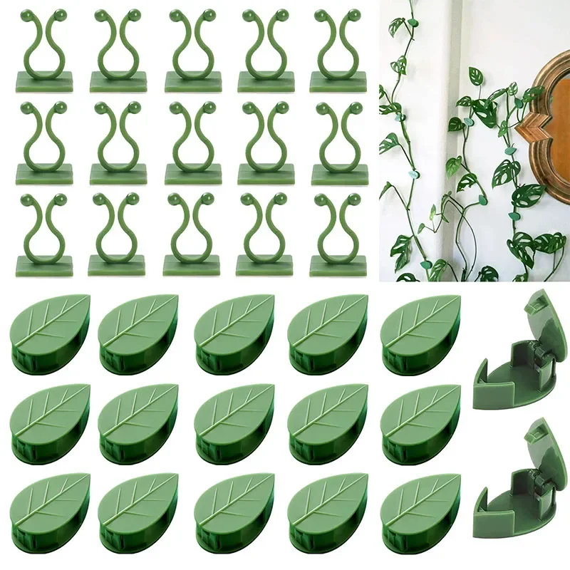 10/30/50Pcs Plant Climbing Wall Fixture Clips Rattan Vine Fixer Self-Adhesive Hook Invisible Garden Binding Clip Wall StickyClip plant clips
